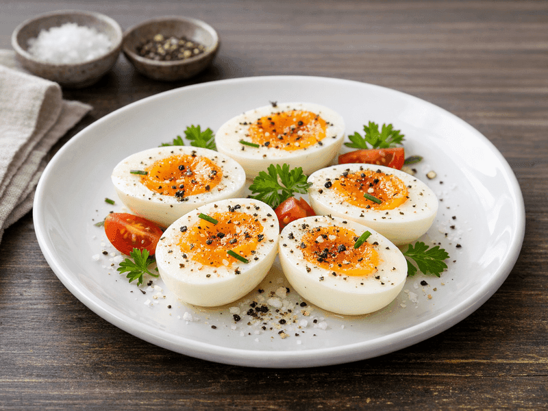 Boiled Egg with Salt and Pepper